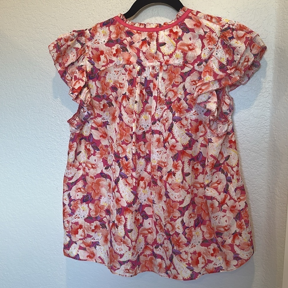 ba&sh Derick Floral Ruffle-Shoulder Top Size xs - Picture 10 of 10